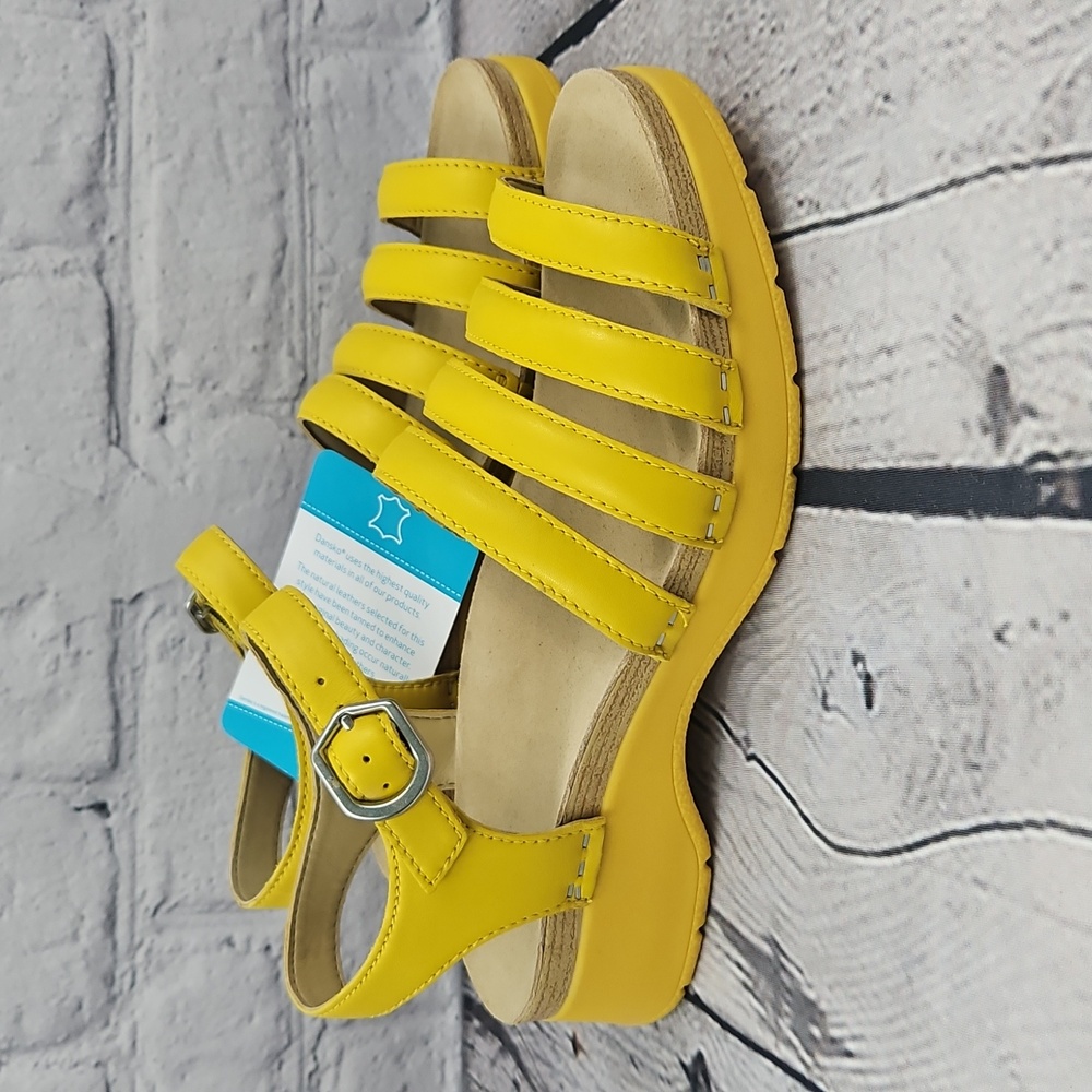 Dansko Roxie Nappa Yellow Leather Strappy Sandals Size 37